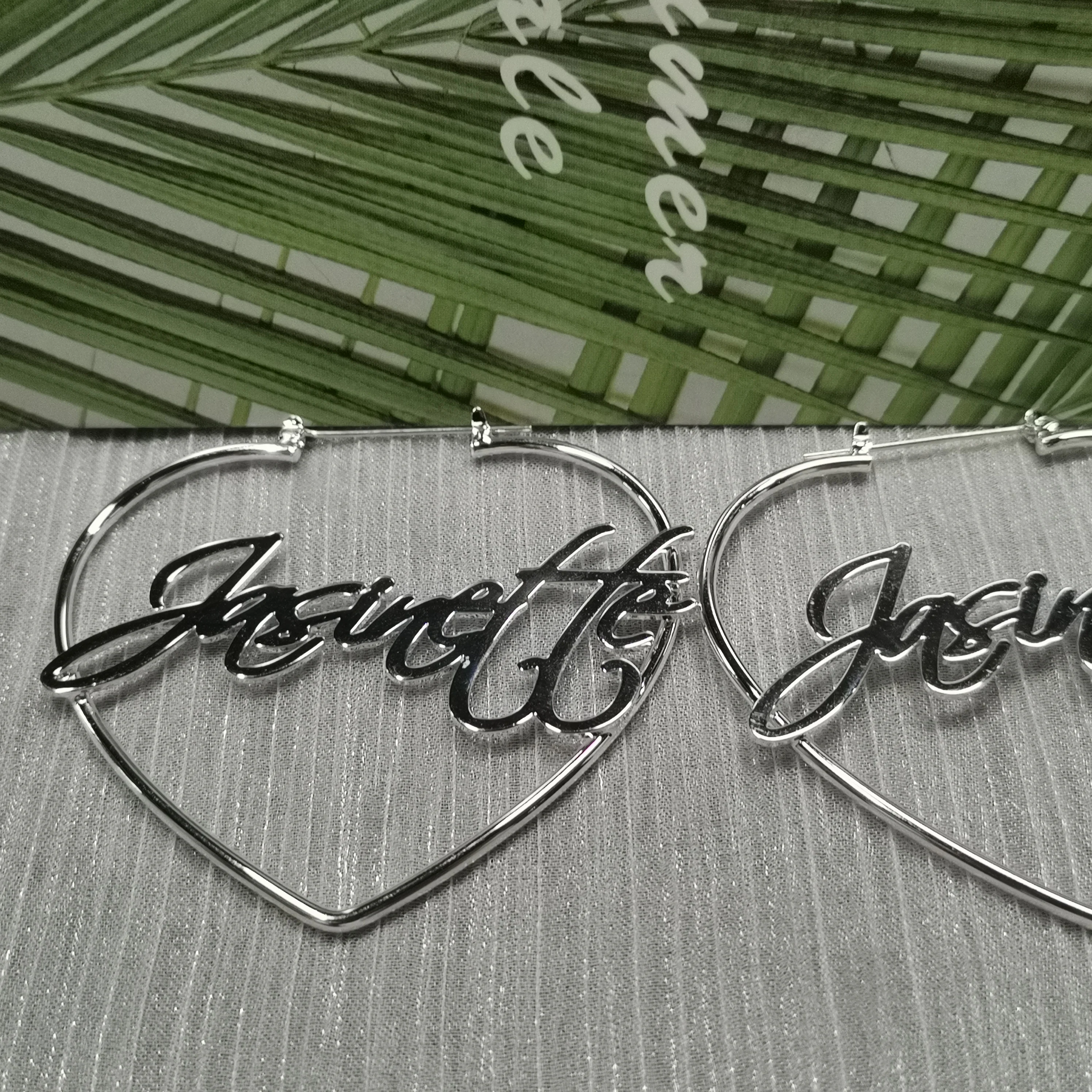Lateefah 2022 New Trendy Custom  Name Heart  Earrings Stainless Steel Personalized Earrings for Women Letter  Earring Jewelry