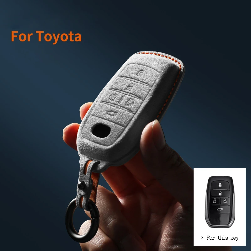 

Car Key Shell Case Cover Shell Keyring for Toyota Alphard Vellfire Sienna Previa RAV4 Granvia 5 /6 Buttons Suede Leather Key Fob