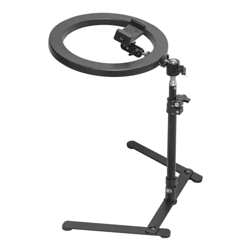 Monopod Mount Bracket with LED Ring Flash Light Lamp Tabletop Stand Tripods with Mobile Phone Holder Overhead Shot For Nail Art