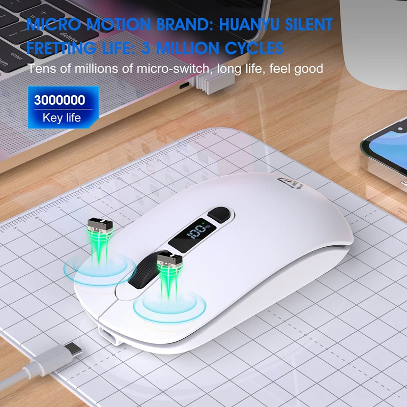 Wireless Rechargeable Bluetooth Mouse - Silent & Ergonomic for Enhanced Productivity