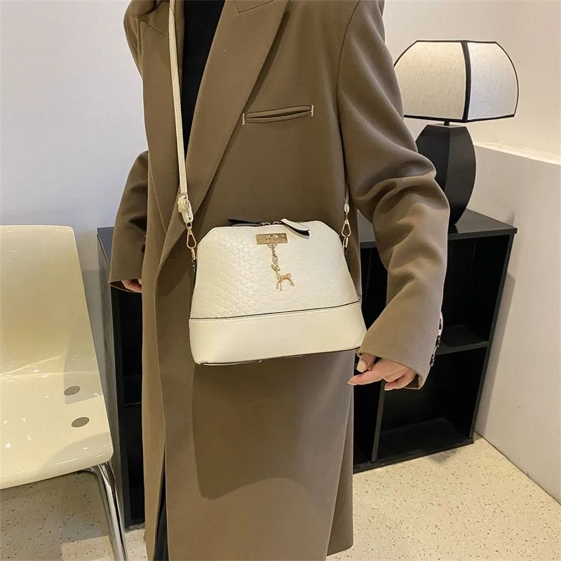 PU Leather Women Shoulder Bag Crossbody Bag Deer Toy Pendant