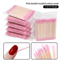 1/2/5/10Pc Nails Wood Cotton Swab Clean Sticks Bud Tip Wooden Cotton Head Manicure Detail Corrector Nail Polish Remover Art Tool 1