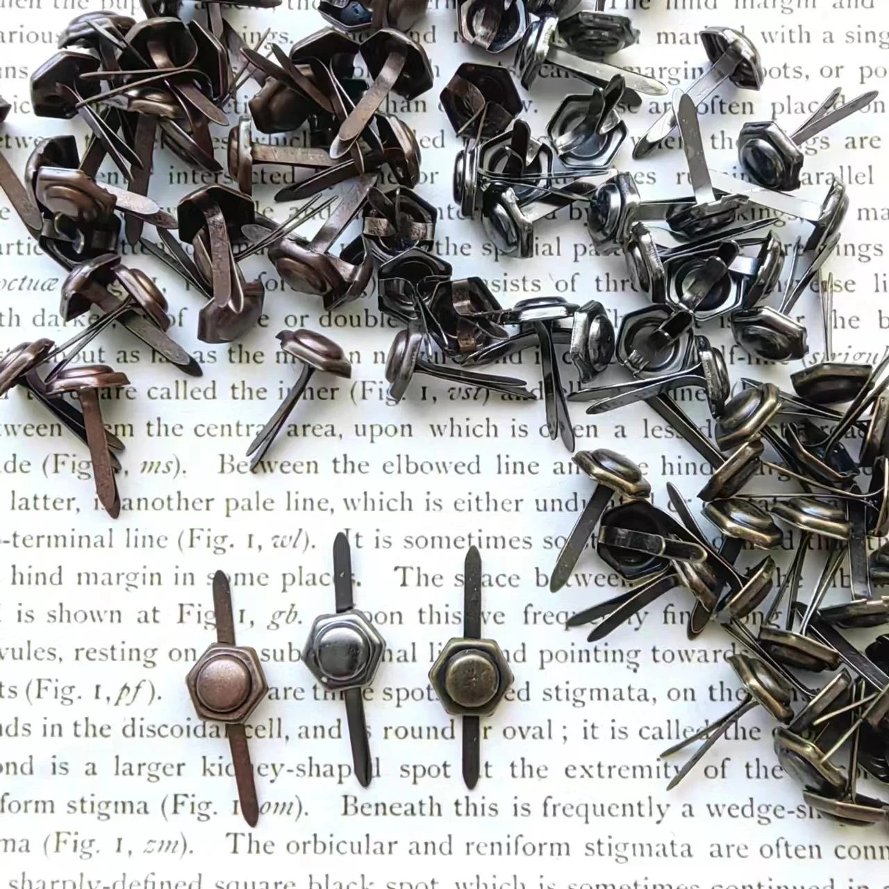 100pics35mmHexagonRetroBradsSymbolBradsDiyEmbellishment