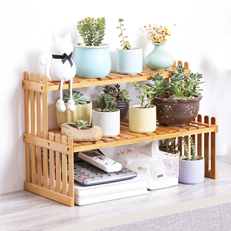 Description Picture 4 of itemBamboo Flower Display Stand Rack Household Plant Shelf Desktop Storage Rack Holder Wooden Shelf Indoor Plant Flowerpot Organizer