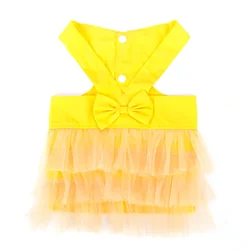Elegant Lace Dog Dress with Bowknot - Breathable and Comfortable Pet Outfit - XXL (Yellow)