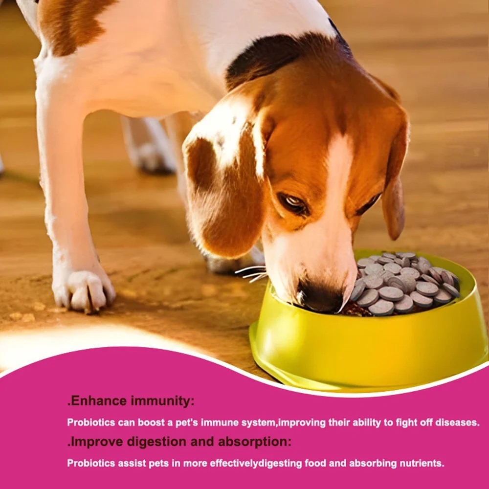 180 Tablets Pet Digestive Health Probiotic Supplements for Cats and Dogs-Regulate Intestinal Flora to Boost Immunity