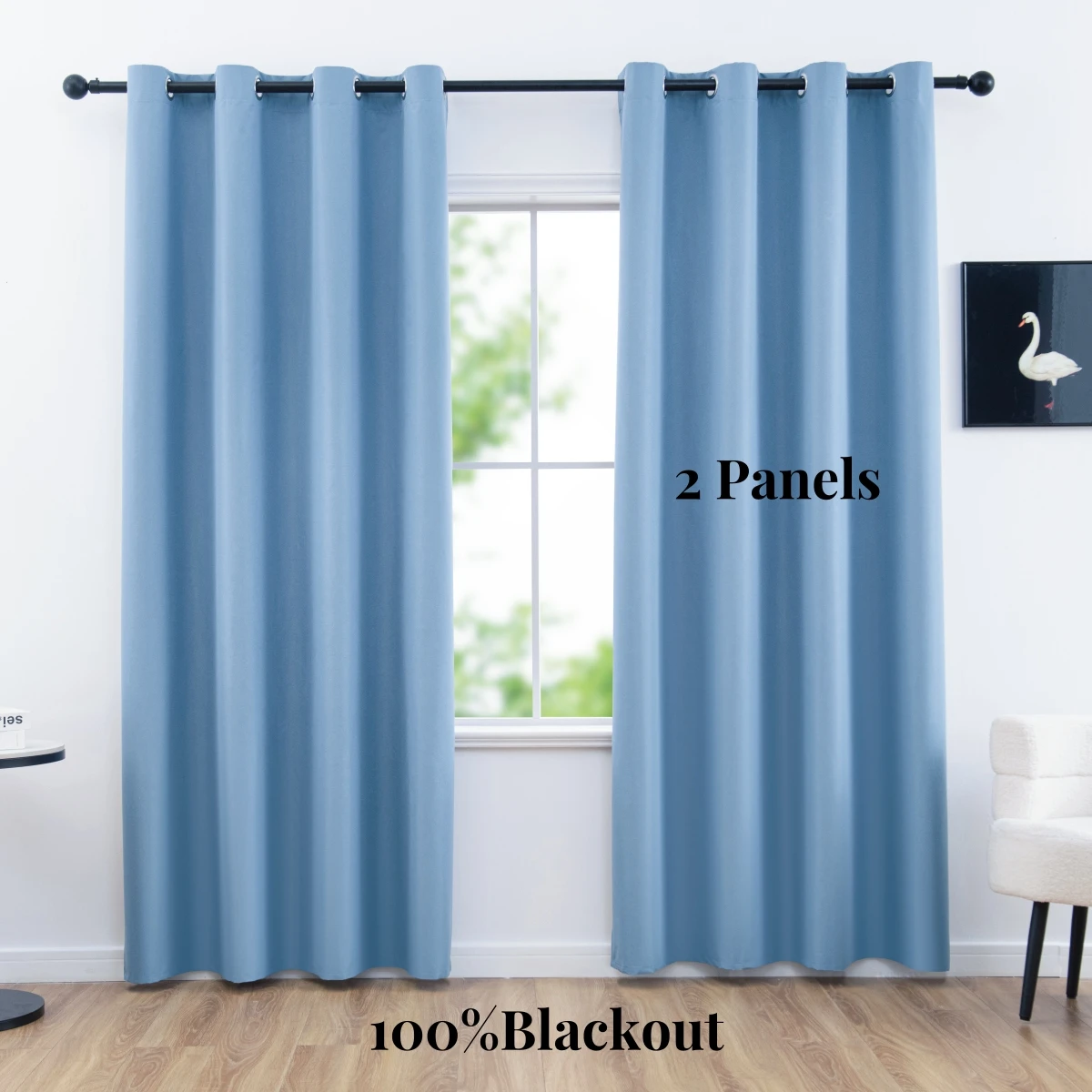 2pcs Modern Solid 100% Blackout Curtain, Curtains for Bedroom and Living Room,Room and Window Curtain