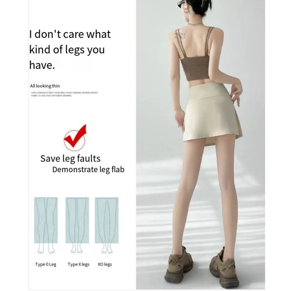 Pantalon de yoga à fente latérale pour femme en été 2024, jupe moulante anti-éblouissante et amincissante, jupe courte de sport trapèze_voghion.com