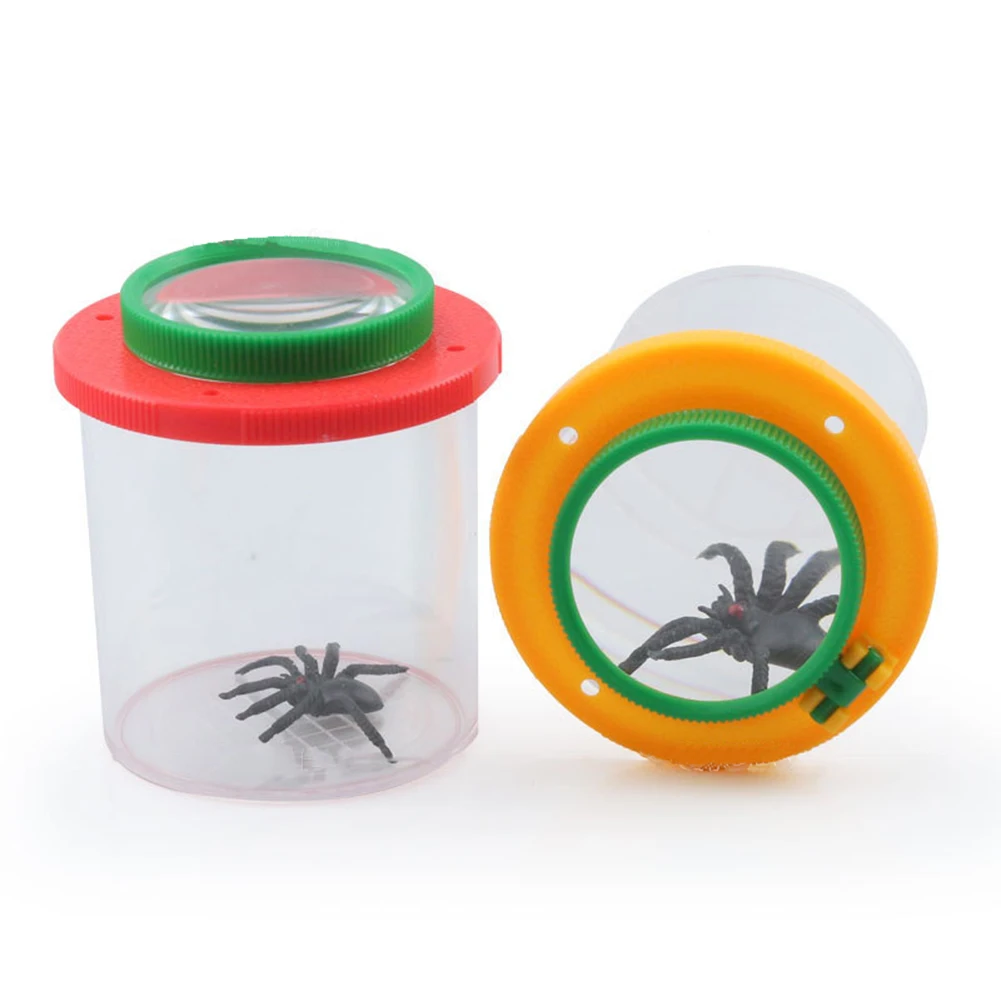 Portable Children Crawlers Animal Spider Insect Box 3X 6X Magnifying Glass Insect Cage Bug Jar Science Nature Exploration