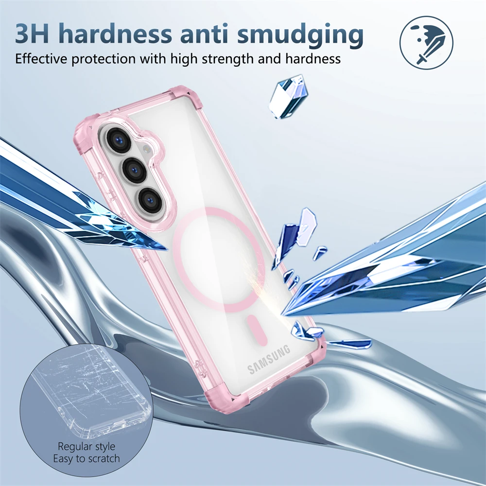 Shockproof Clear Magnetic Case with Corner Airbags and Glossy Finish