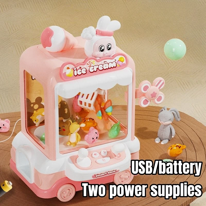 Kids Mini Claw Machine Cartoon DIY Prizes Gashapon Plush Doll Arcade Crane Vending Machine for Children Birthday Christmas Gifts 4