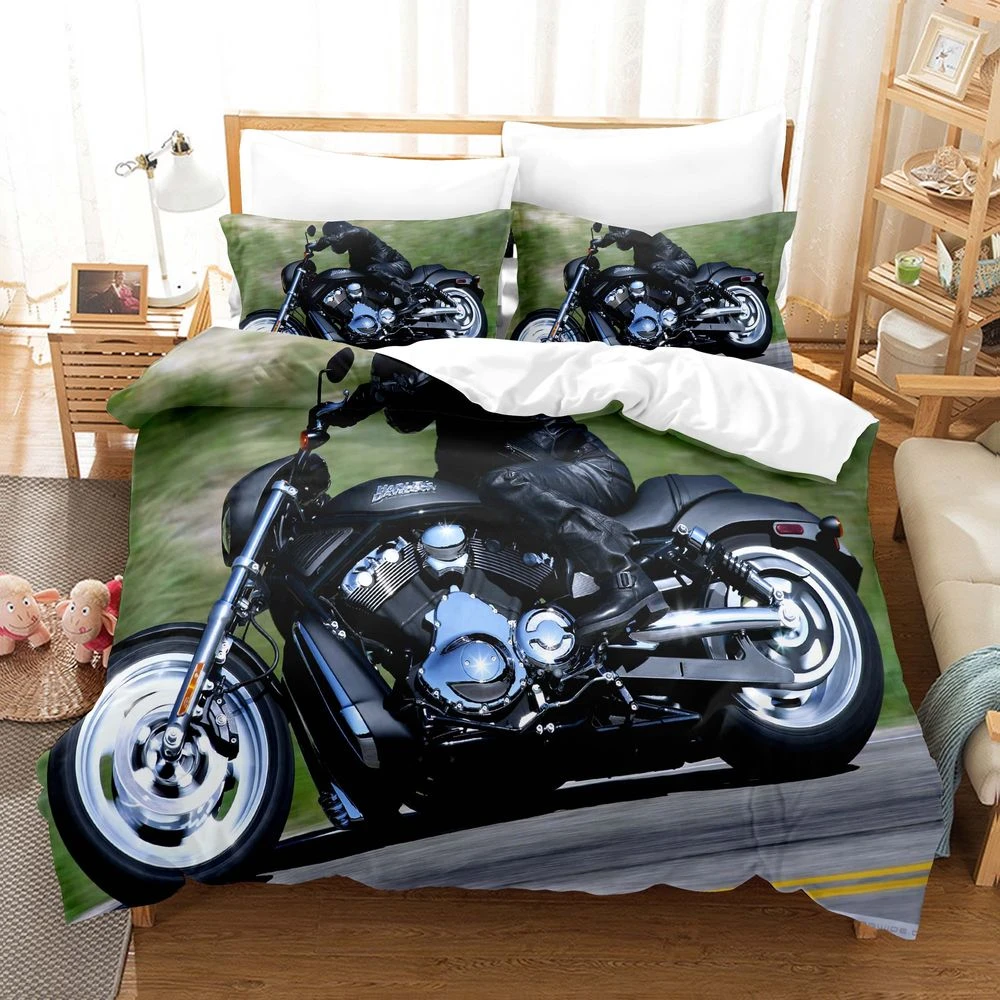 Ensemble de housse de couette multi couleurs motif moto et herbe, drap de  lit taies d'oreiller multi tailles | AliExpress