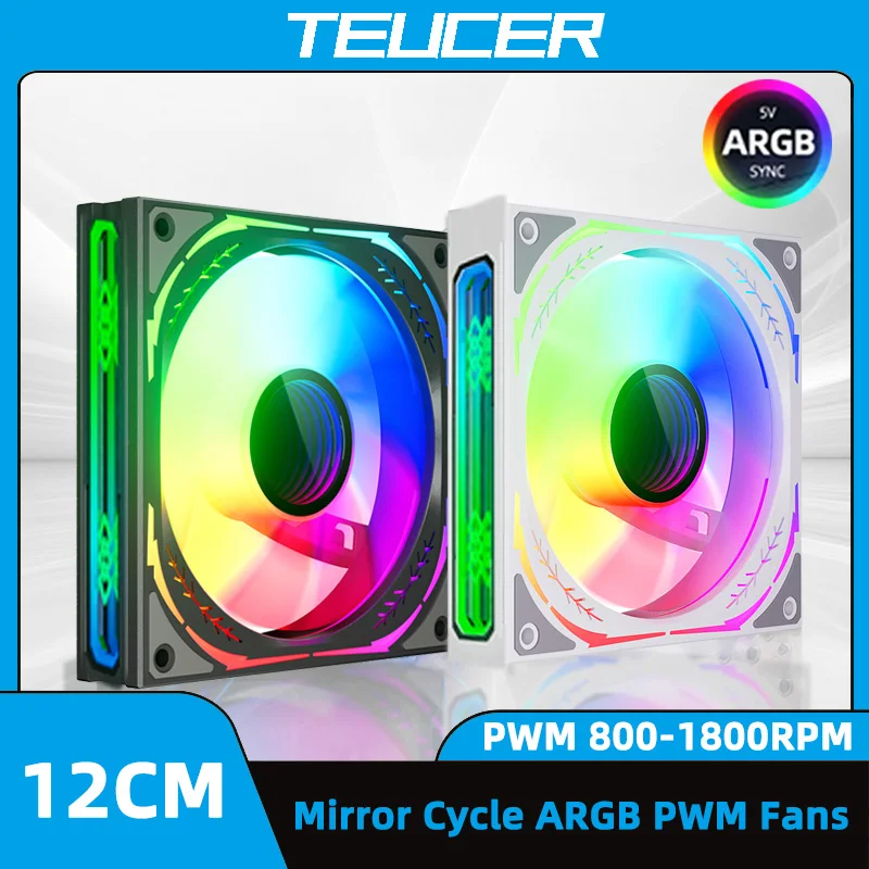 

TEUCER JM-3 Silent PC Case Fan Kit 120mm 5v3pin ARGB Mirror Light Effect CPU Cooling Fan Compatible with Water Cooling Radiator