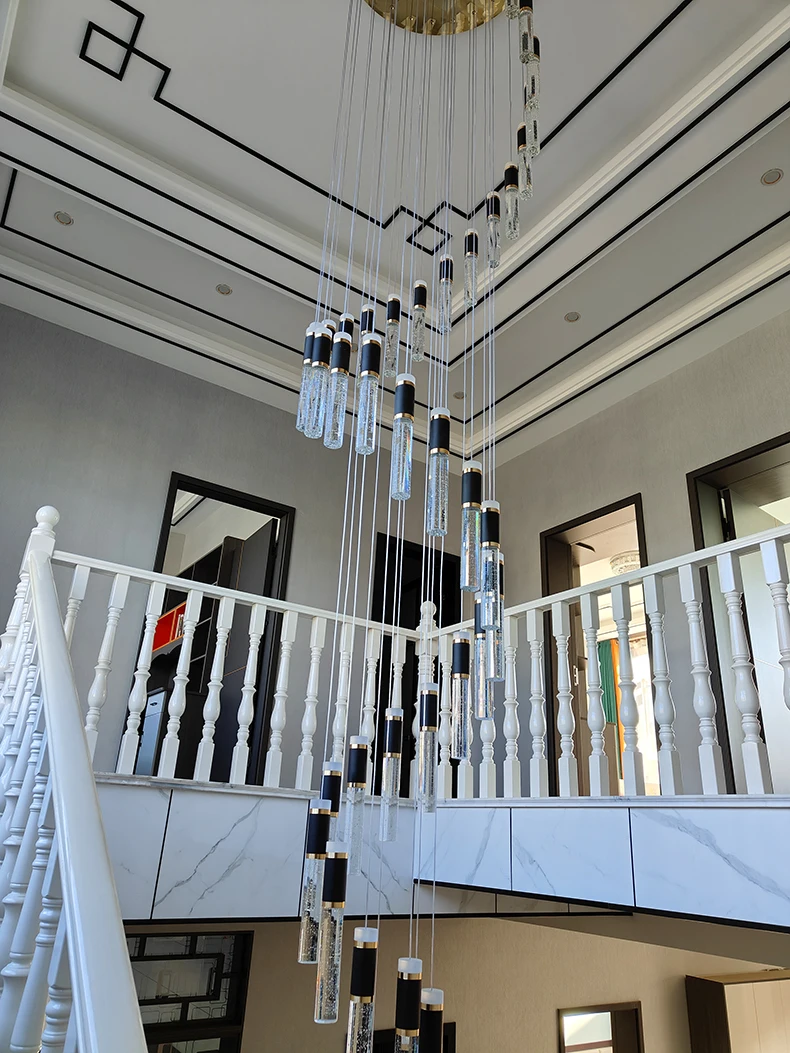 Modern Crystal Chandelier - Elegant Pendant Lamp for Living Room and Staircase