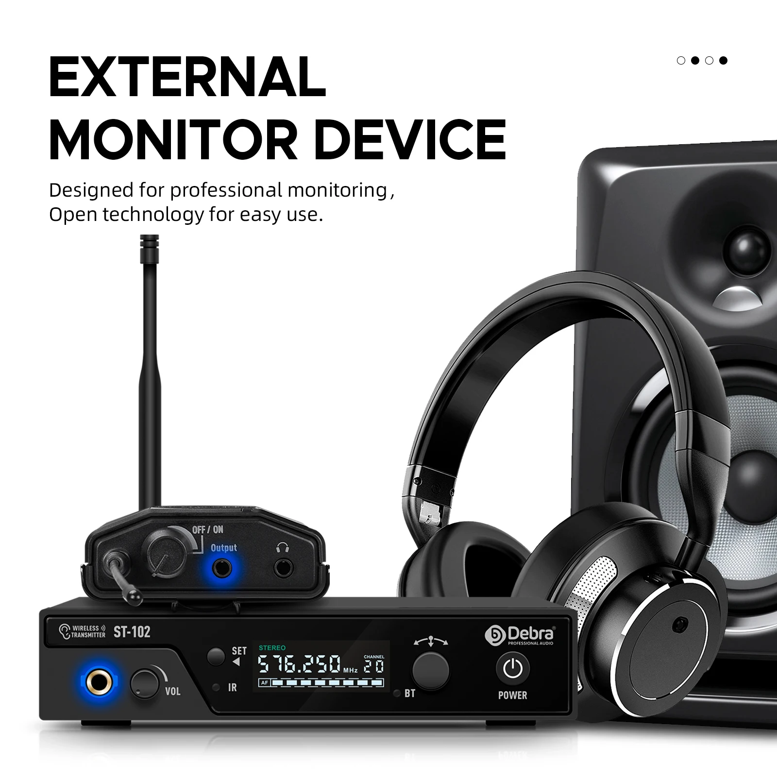 Debra ST-102 Stereo In-Ear Wireless Monitoring System Professional 530~580MHz Fr