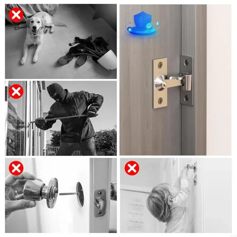 3pcs Small Stainless Steel Door Latches 90 Degree Slide Lock Accessory for Indoor and Outdoor Use with Screws