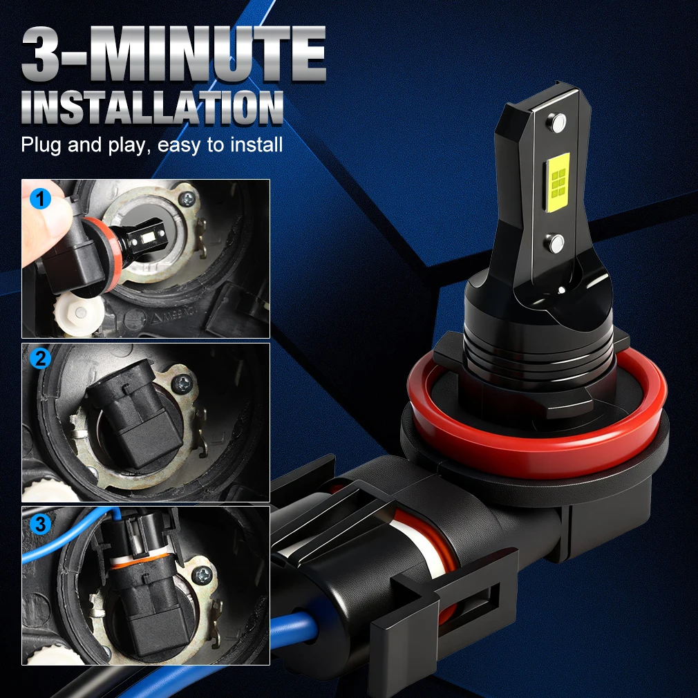 H11 H8 LED 자동차 헤드라이트 전구 캔버스 9005 Hb3 Hb4 9006 자동차용 LED 100W 30000LM 헤드램프 안개등 6000K 자동차 다이오드 라이트
