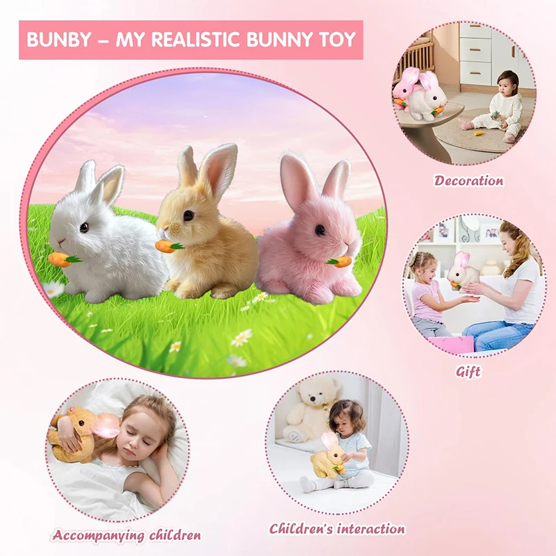 My Realistic Bunny Toy, New Easter Plush Educational Interactive Bunnies Can Walk And Talk,Lifelike Vitality Bliss Bunny