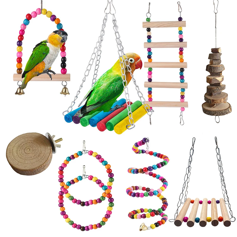 1pc Parrot Toy Bird Toy Color Swing Ladder Climbing Ladder Standing Pole Bird Cage Accessories Pet Supplies Accessories