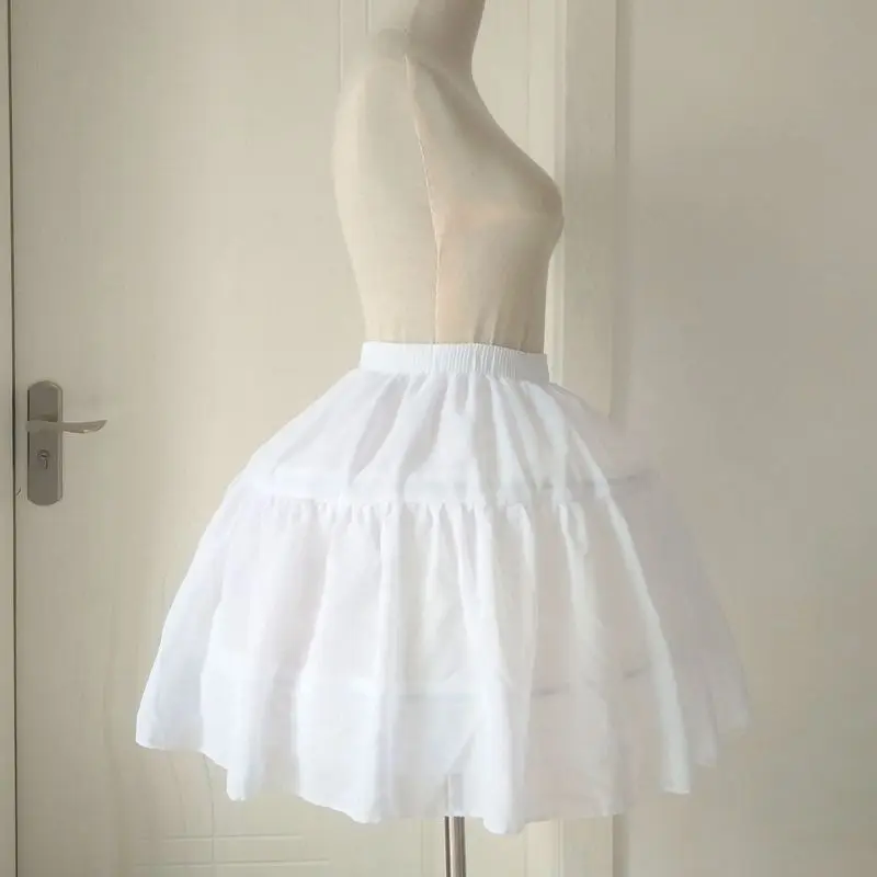 Short Chiffon Lolita Cosplay Crinoline Petticoats Pleated Mini Layer Adjustable Tutu Underskirt