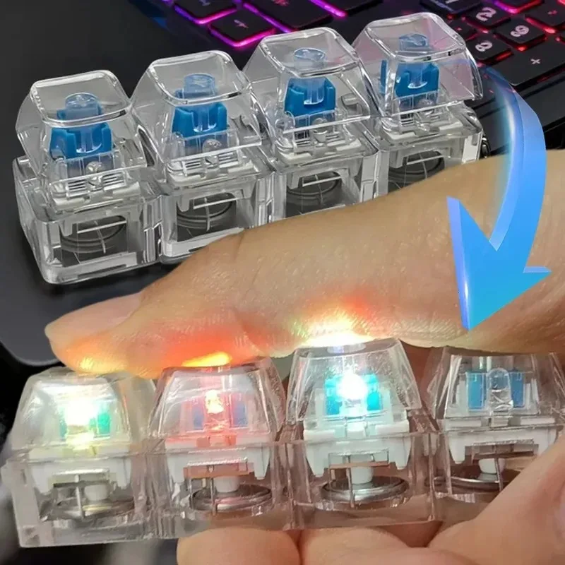 Light Up Keyboard Key Keychain Stress Relief Fidget Toy Clickable Button LED Light