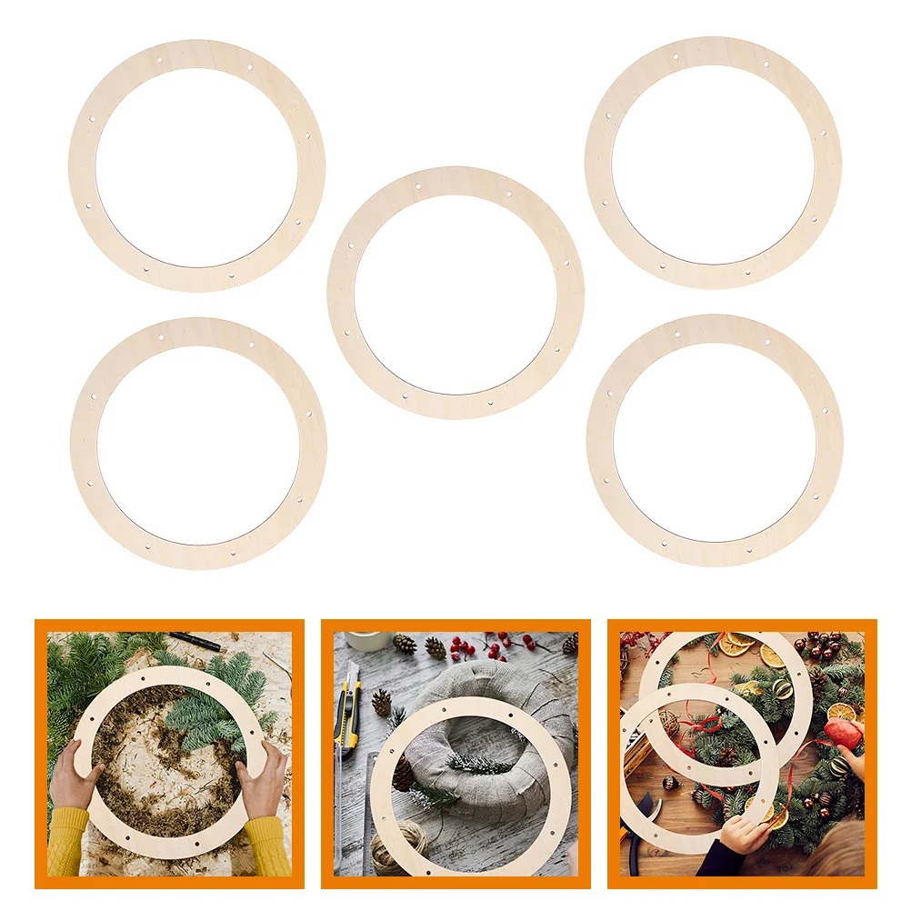 Wreath Rings Round Floral Wreath Hoop Wood Circle Wreath Frames DIY Wreath Craft Tools for Wedding Christmas Decorations
