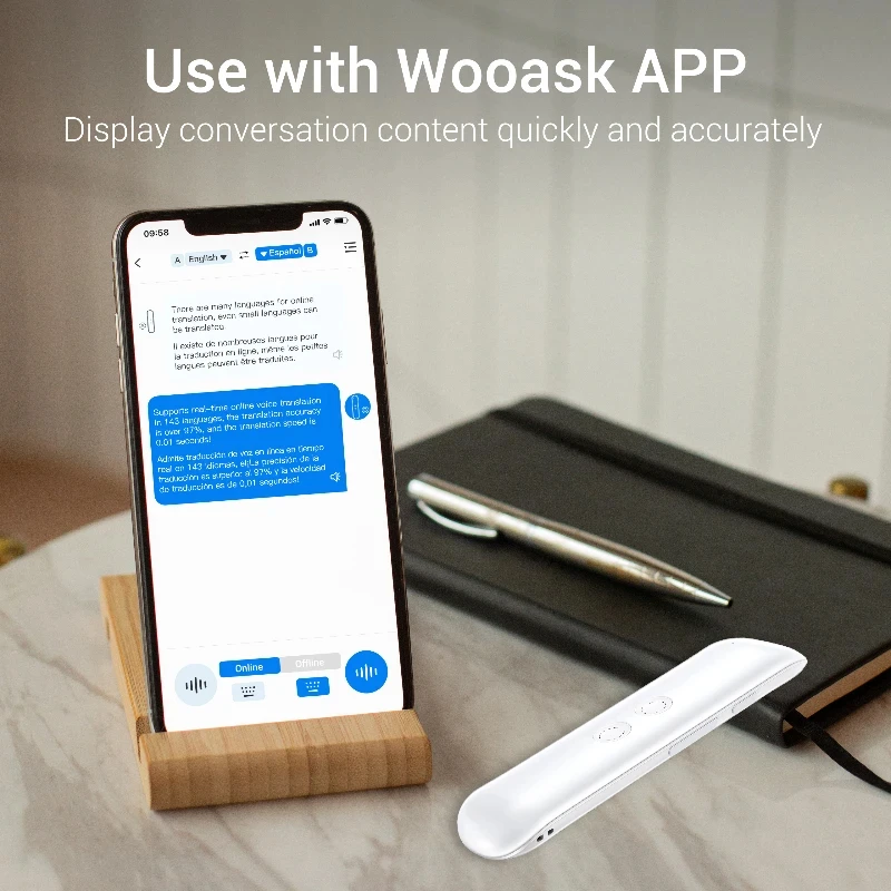 New Wooask Real-time Language Translator Pocket Voice Translator Device 144 Languages for Travel Business Learning G5 Pro