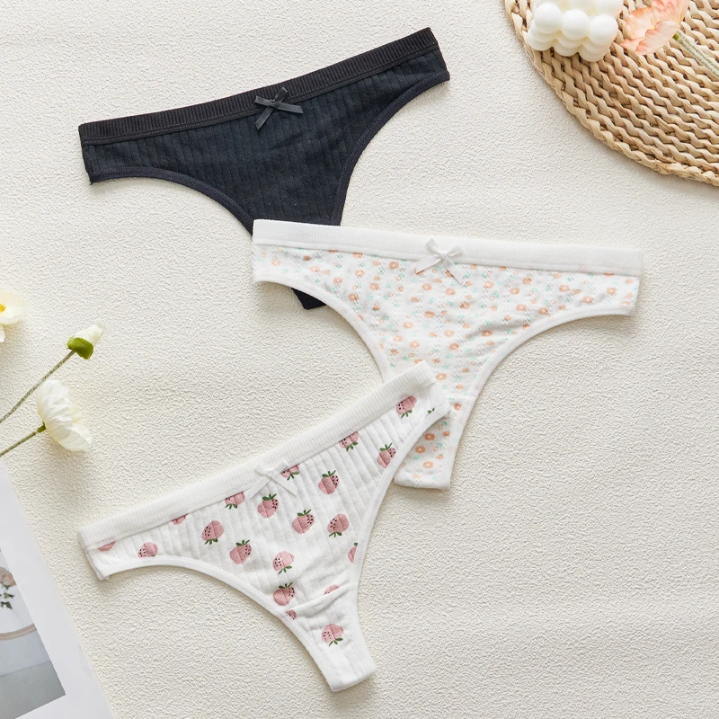 cotton print thong set front view