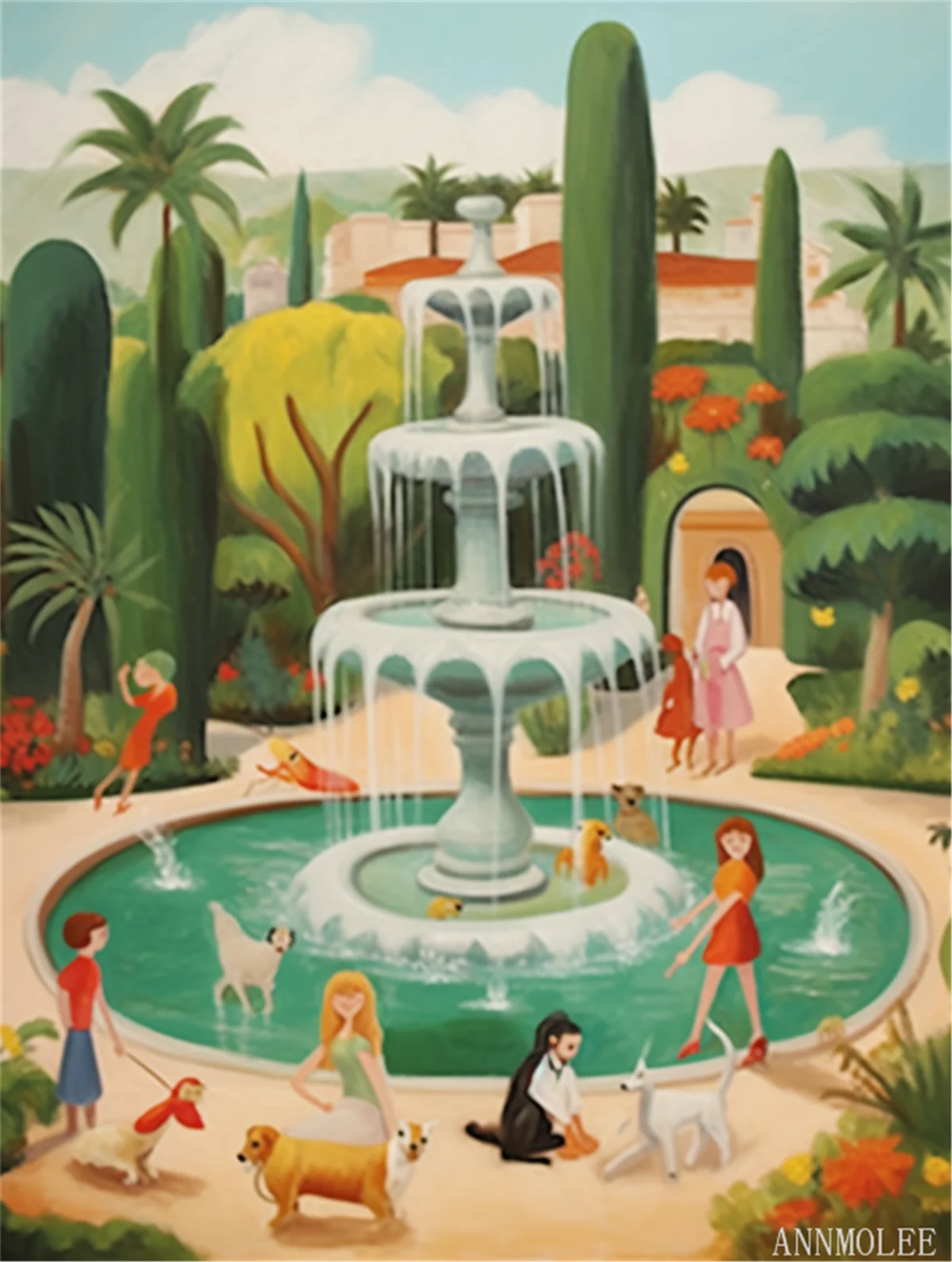 

Puzzles for adults jigsaw puzzles Garden Park, Dog, People Fountain Formation wooden Eco-Friendly Unique Artwork Challenging