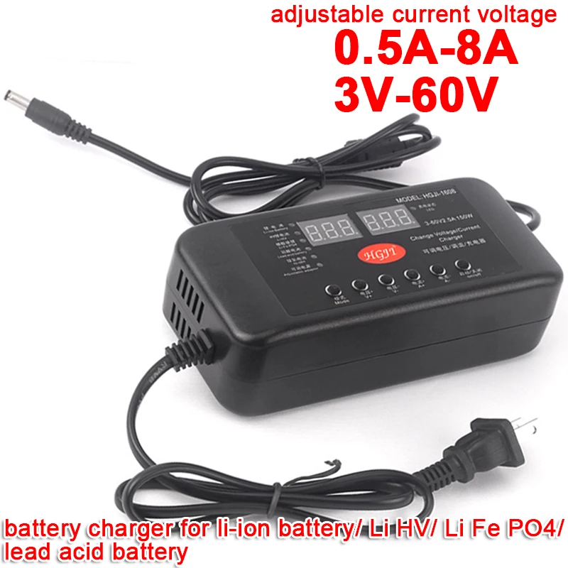 Smart Lithium Battery Charger 3v60v 8a Voltage Current Adjustable