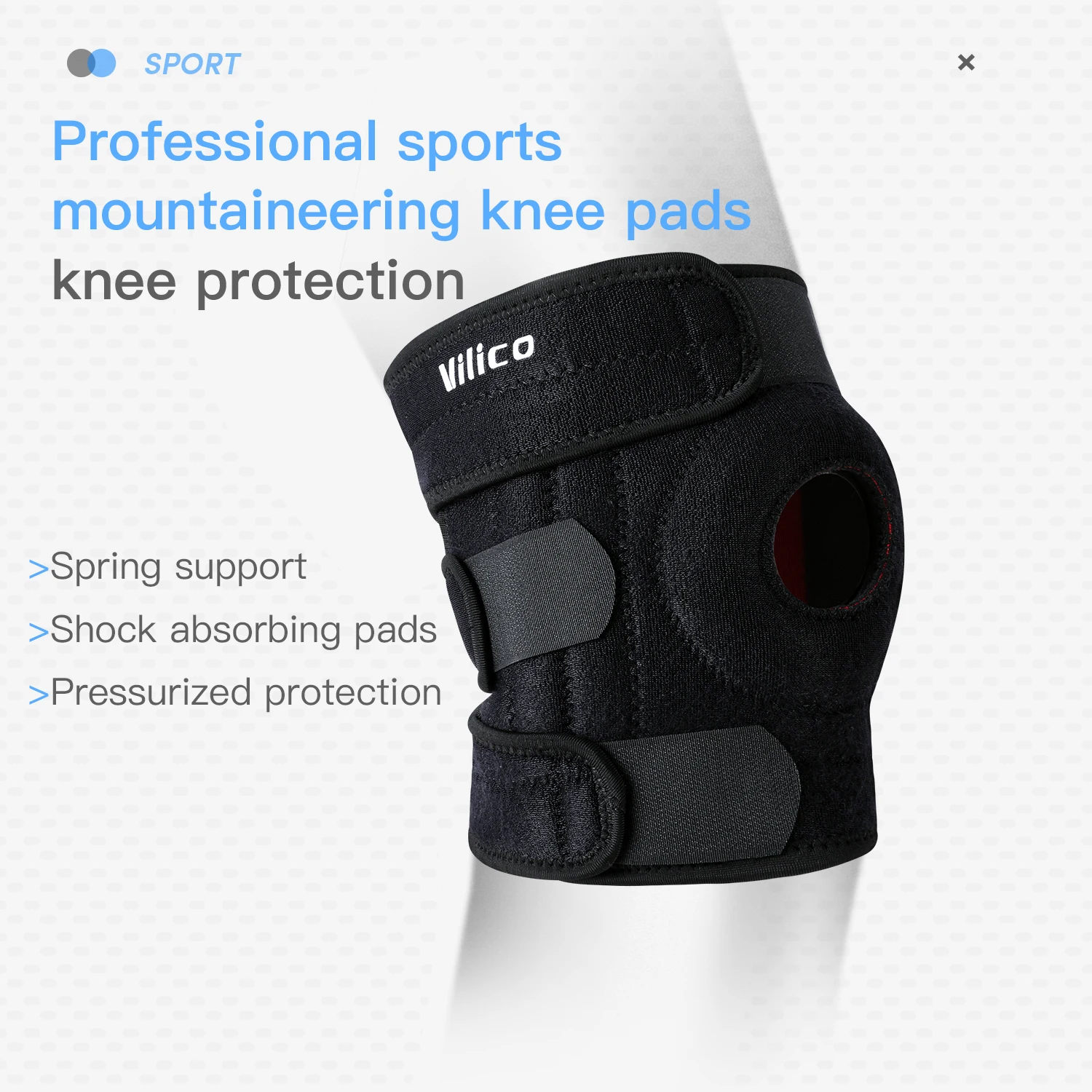Knee Brace with Side Stabilizers Breathable Adjustable Knee Support Suitable for Sport Training and Knee Pain