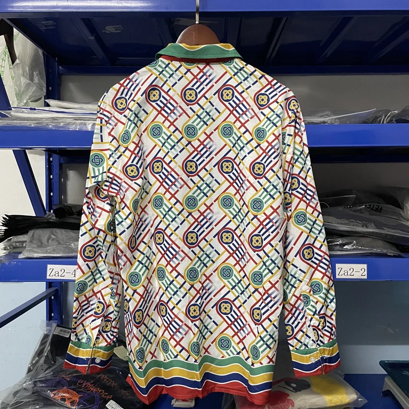 

Oversized Casablanca Shirt Classic Style Logo Printing Men Women Long Sleeve Shirts