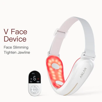 ANLAN V-Face Lifting Beauty Device 4-pole Double Chin Remove EMS Facial Slimming Red/Blue Light Heat Massage Face Lift Machine