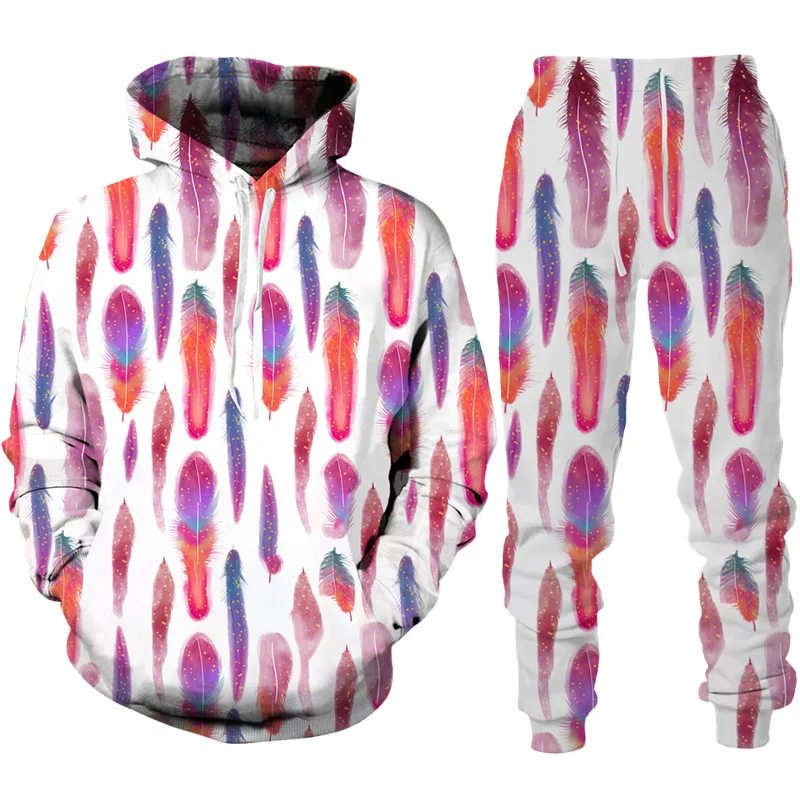

Personality Animal Pattern Hoodie/Pants/Set Casual 3D Print Hooded Sweatshirt+Drawstring Trousers Suit Women Men 2 Piece Outfits