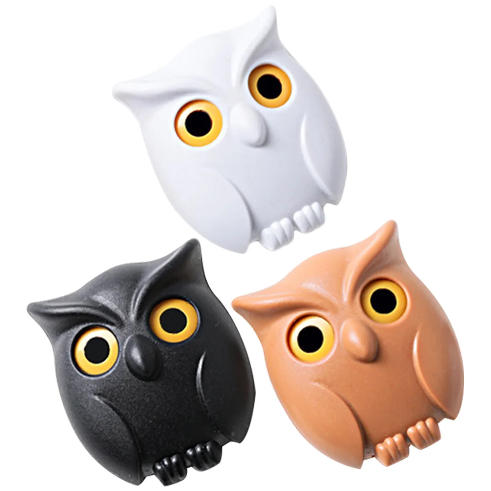 

3 Pcs Black + White Brown Hooks Adhesive Porch Key Magnet Wall Mount Hanging Owl Decorative
