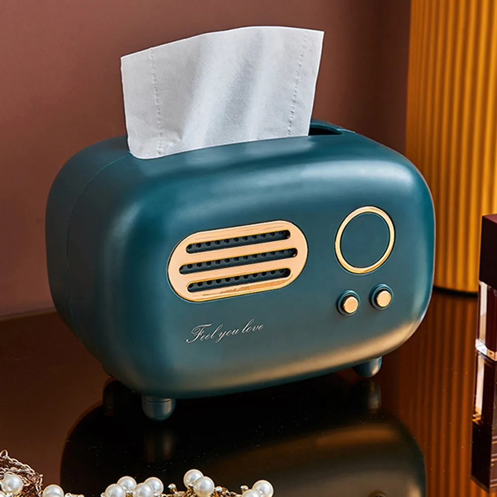 

Stylish Tissue Box with Radio Model Design, Desktop Paper Holder, Fashionable and Easy to Clean, Perfect for Home Use Red