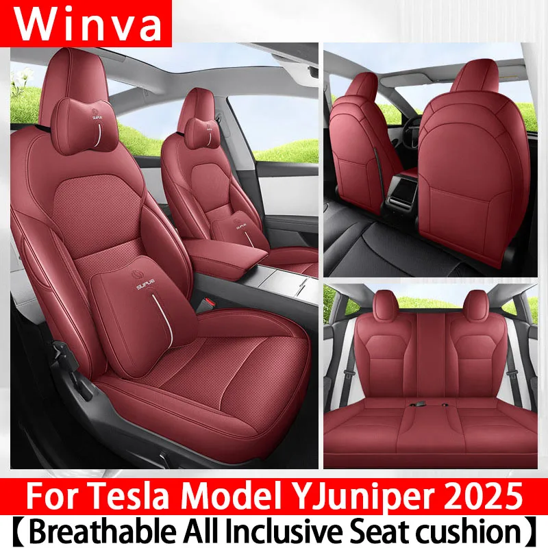 For Tesla New Model Yjuniper 2025 Full Set Seat Covers Leather Pad Breathable Al