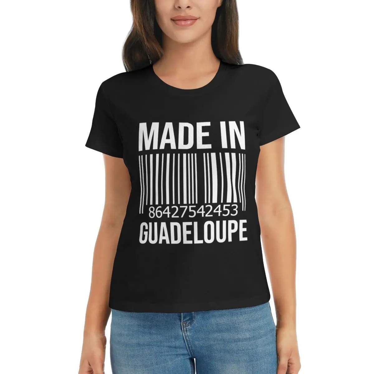 

Made In Guadeloupe For Women Lightweight Sports R276 T-shirts Activity competition Black Graphic High grade Eur Size