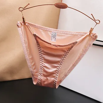 Intimo confortevole da donna con fiocco francese, mutande sexy scavate per le donne con mutandine di San Valentino in raso senza cuciture a vita bassa