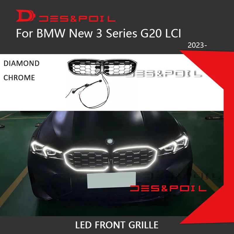 

LED Light Grille For 2023 BMW New 3 Series G20 Kidney Grille LCI Front M3 Diamond Grill Grid xDrive 320i 325i 330i M Sport