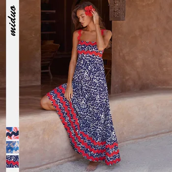 New high-end women's digital printed dress with a high-end and elegant A-line skirt, French suspender dress 1