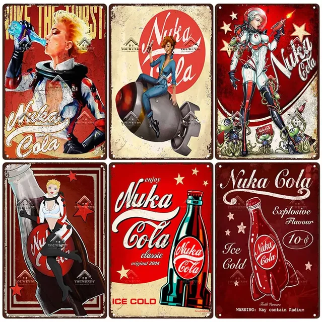 Nuka cola-金属製の看板,レトロなブリキの看板,ヴィンテージの壁の装飾 
