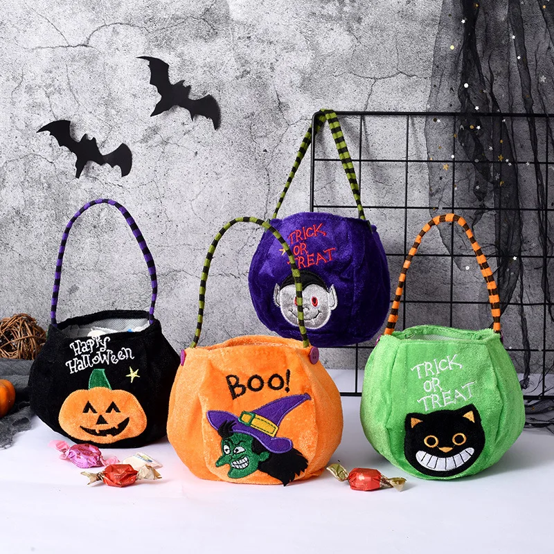 

Halloween Candy Bag Haloween Pumpkin Witch Black Cat Handbag Trick Or Treat Gift Bag Kids Favor Happy Halloween Party Decoration