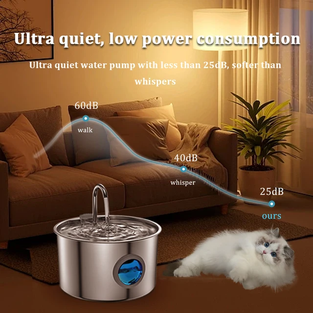 Cat Water Fountain 304 Stainless Steel Water Fountain 108oz Ultra-quiet Water Pump Automatic Water Dispenser for Cat and Puppies 4