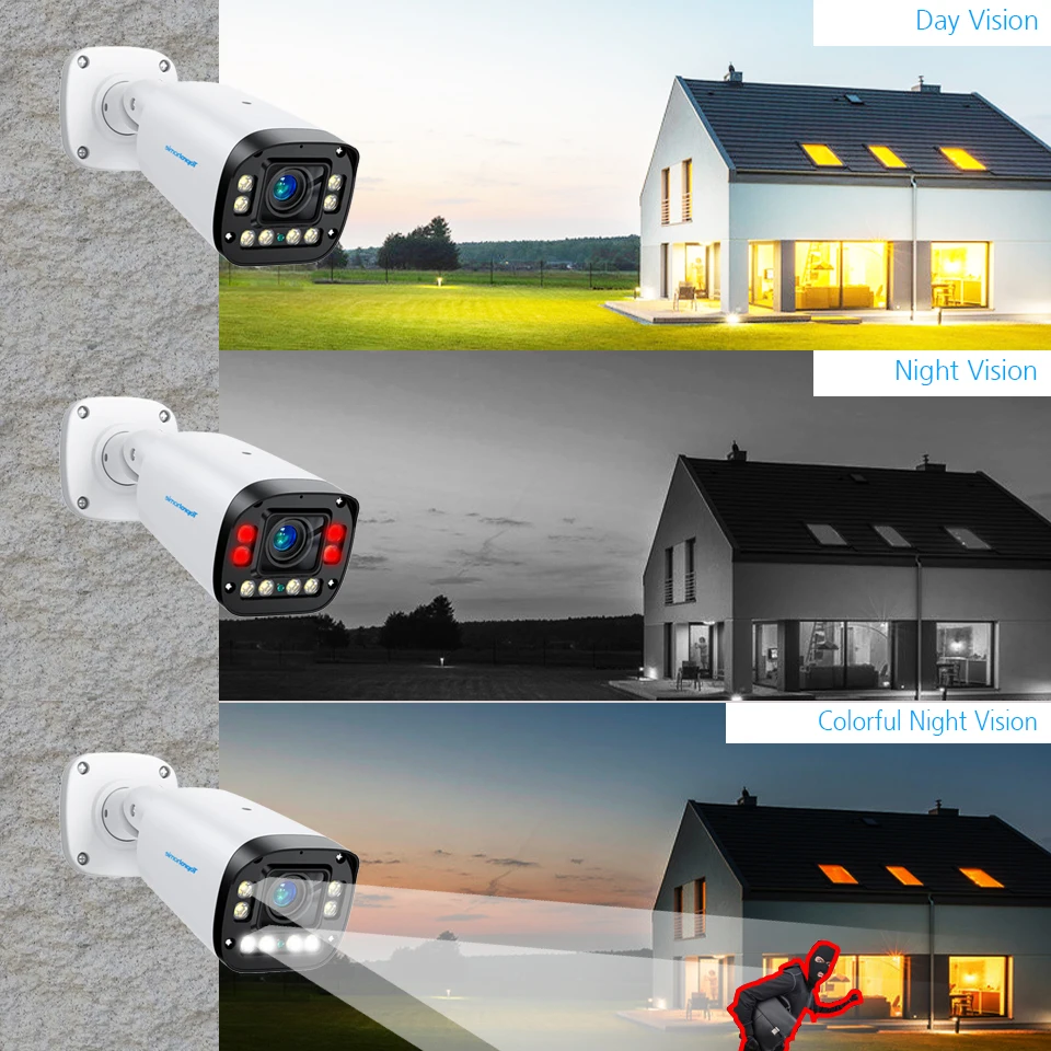 HD 4K 2.7mm-13.5mm 5x 자동 줌 보안 카메라 시스템, 8MP 얼굴 감지 컬러 야간 투시경 IP 카메라 POE 비디오 감시 세트