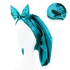 Kawaii Cat Ears Sleeping Cap For Women Silky Satin Bowknot Bonnet Solid Long Hair Night Cap Beauty Hair Care Bonnets Shower Cap 3