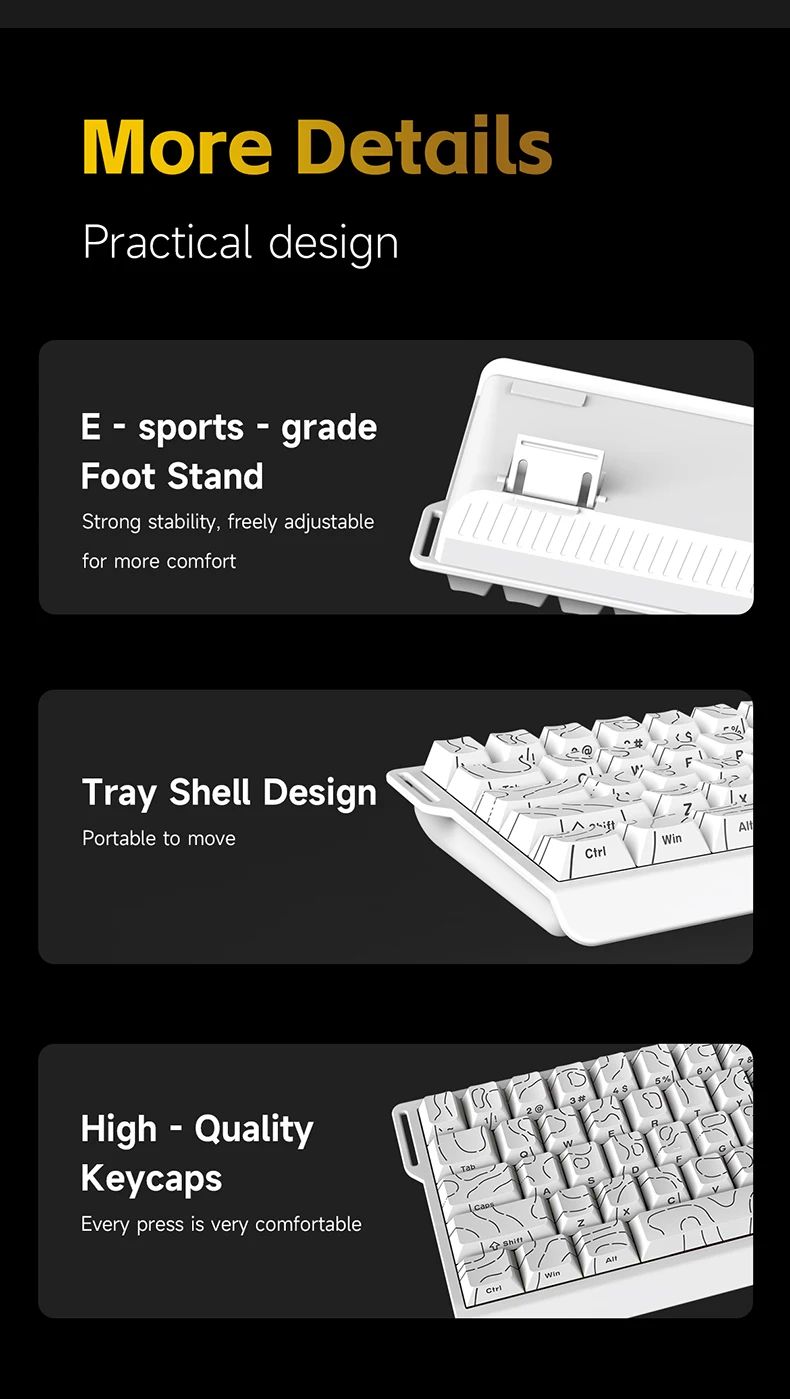 Ajazz NK68 V2 68-Tasten Kabelgebundene Mechanische Tastatur mit Magnetischen Schaltern, Geeignet für Gaming, Hot-Swappable – Detail 10