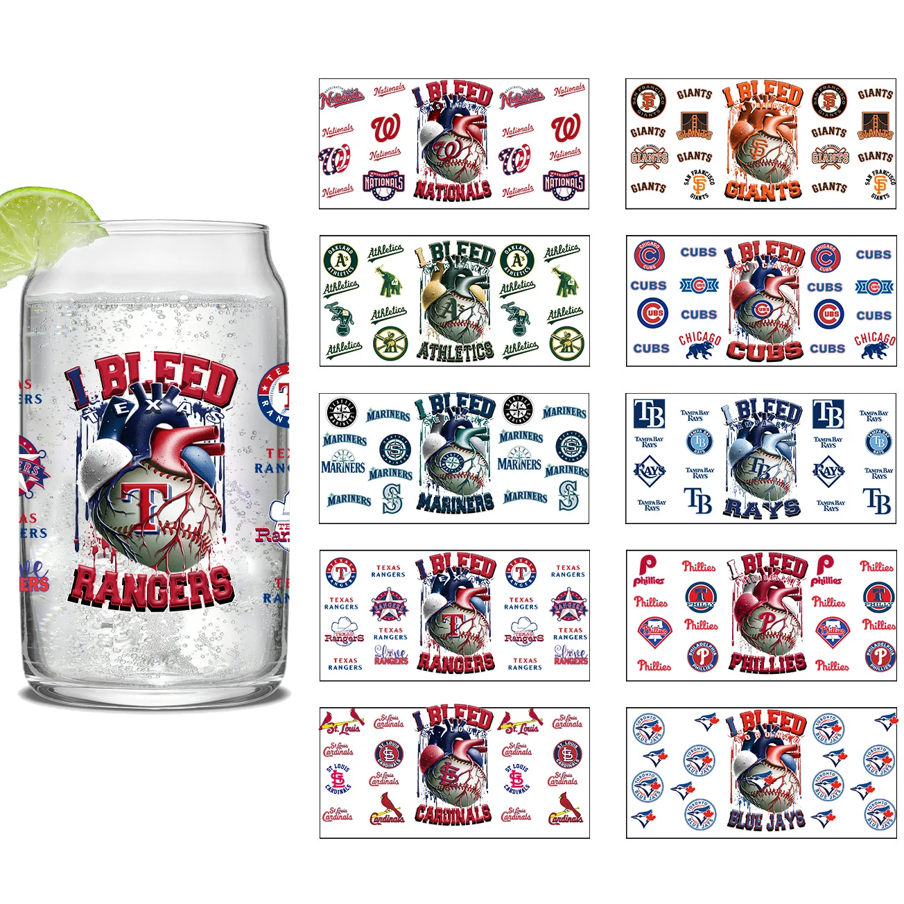 3D Stickers Cup Wraps 3D Wall Stickers Sticker Cups UV DTF Wrap Transfer Baseball Series Easy peel waterproof DIY Decals 3D transfers uvdtf crystal stickers 16oz uv dtf cup wraps for Glass