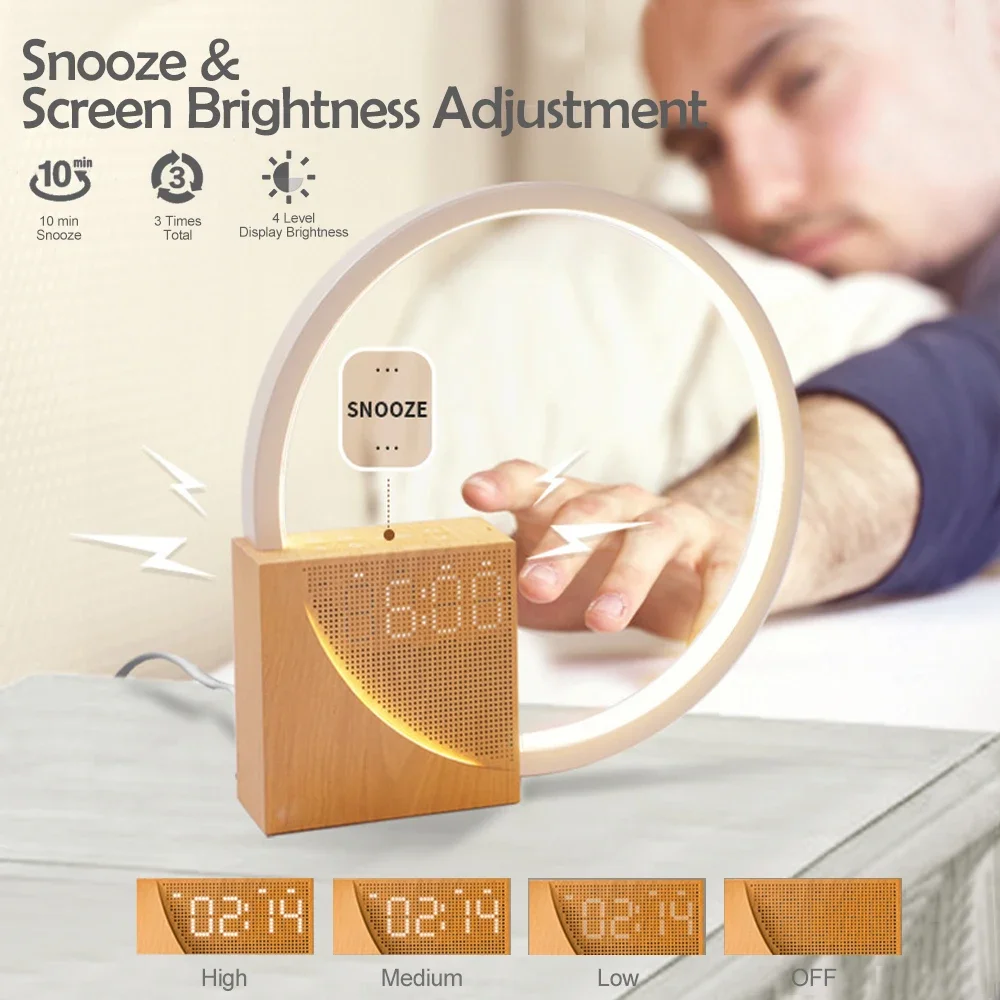 Table Lamp LED Night Light Alarm Clock White Noise Natural Sound Timing Sleeping Light 3 Level Dimmable Touch Table Lamp Bedroom