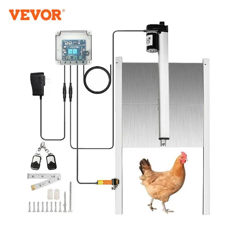 Automatischer Hühnerstall-Türöffner – Mit Fernbedienung, Timer, Lichtsensor, 100–240V (EU-Stecker, 600W)